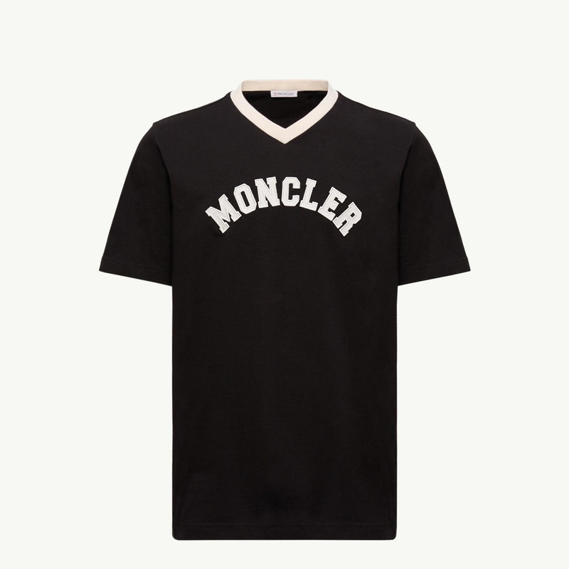 Embroidered Logo Cotton Piquet V-Neck T-Shirt