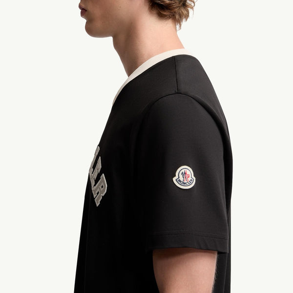 Embroidered Logo Cotton Piquet V-Neck T-Shirt