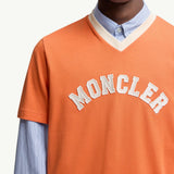 Embroidered Logo Cotton Piquet V-Neck T-Shirt