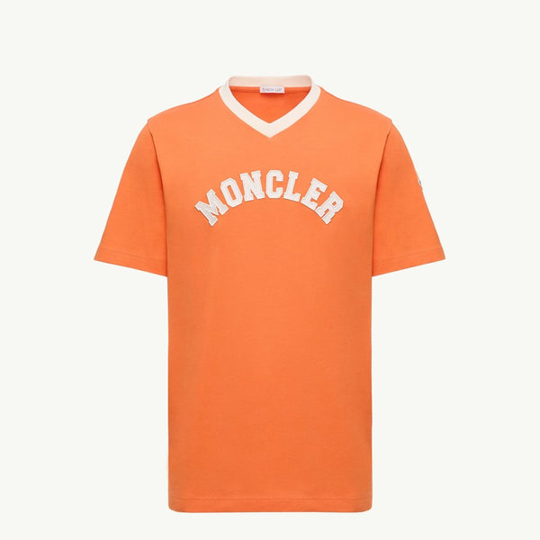 Embroidered Logo Cotton Piquet V-Neck T-Shirt