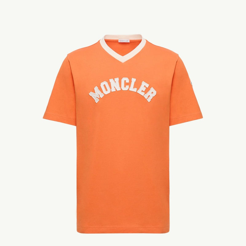 Embroidered Logo Cotton Piquet V-Neck T-Shirt