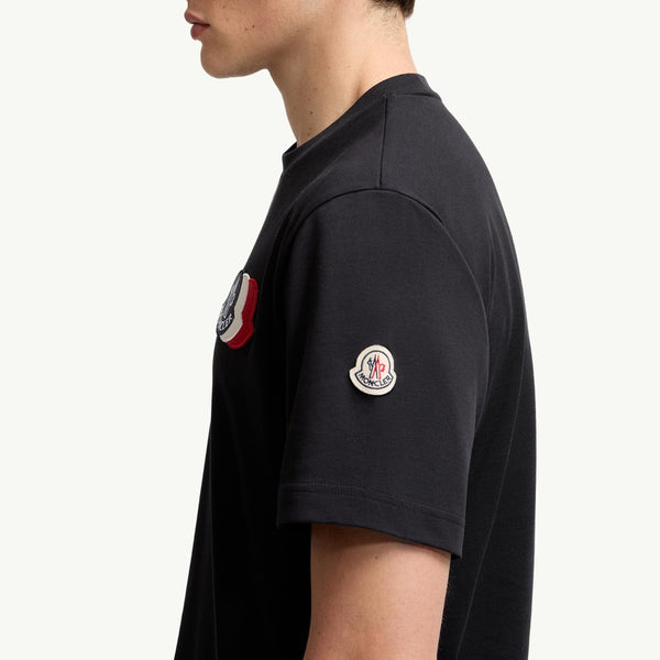 Embroidered Tricolour Logo Cotton T-Shirt