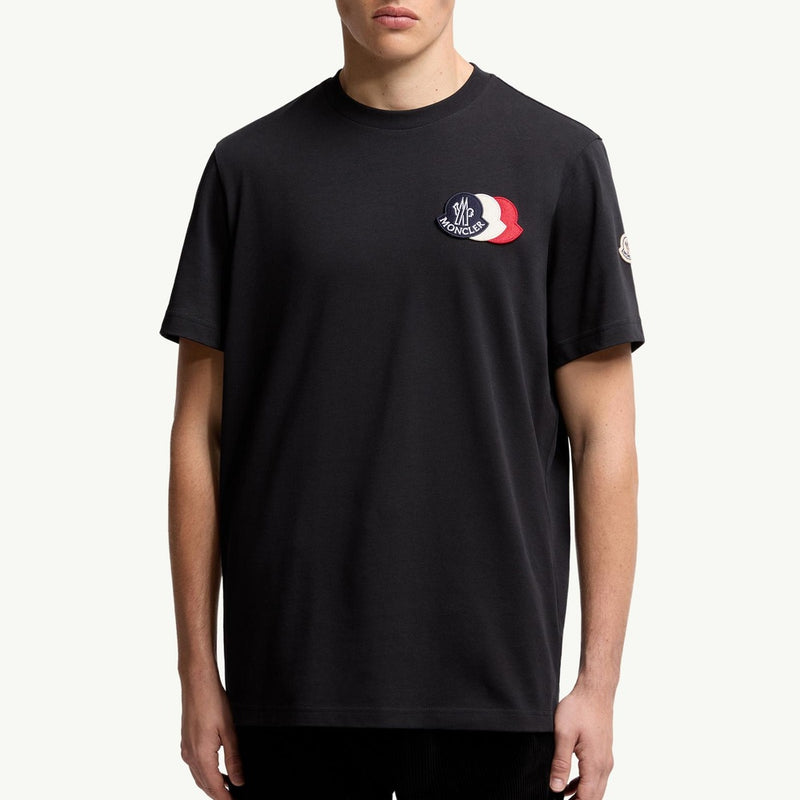 Embroidered Tricolour Logo Cotton T-Shirt