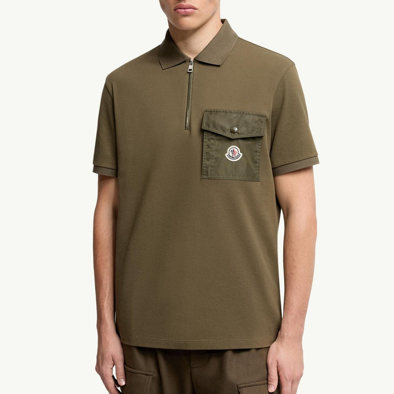 Cotton Piquet Polo Shirt with Pocket