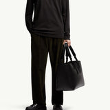Leather Logo Long Sleeve Cotton T-Shirt