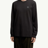 Leather Logo Long Sleeve Cotton T-Shirt