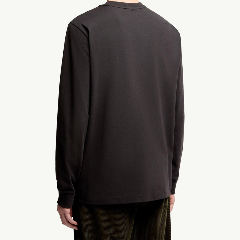 Leather Logo Long Sleeve Cotton T-Shirt