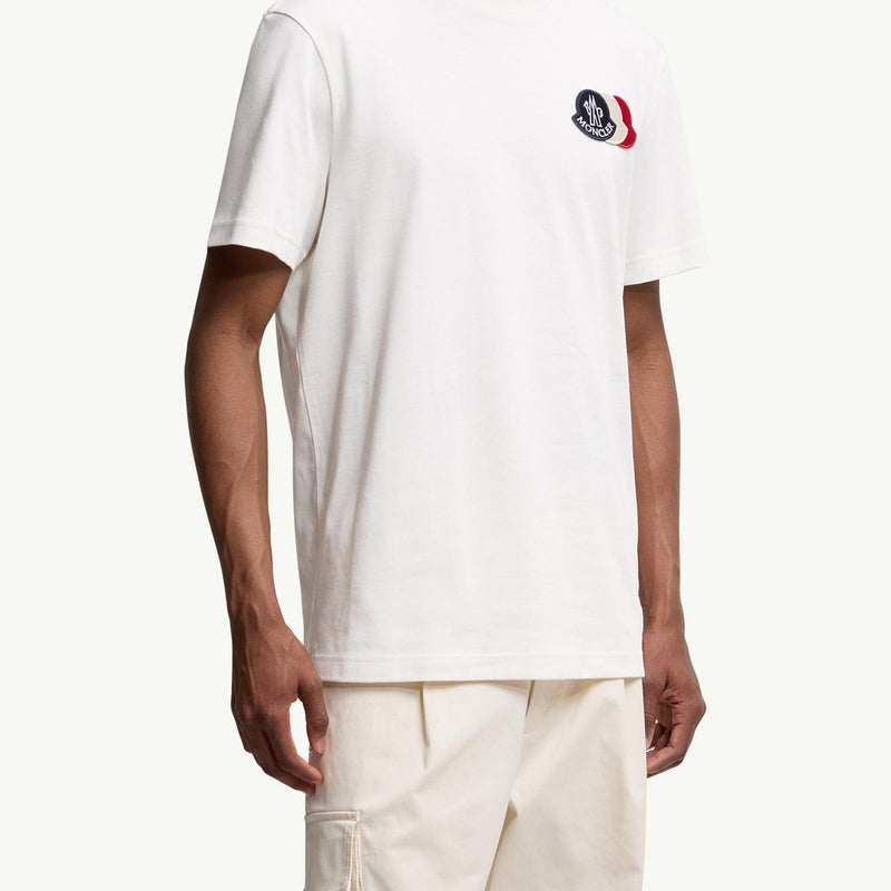 Embroidered Tricolour Logo Cotton T-Shirt