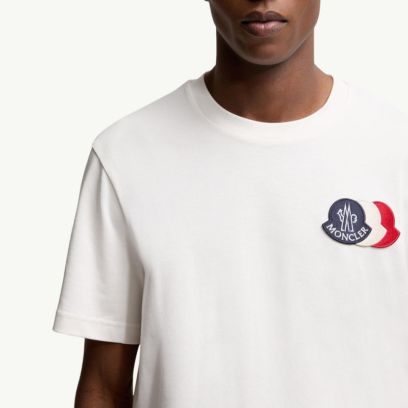 Embroidered Tricolour Logo Cotton T-Shirt
