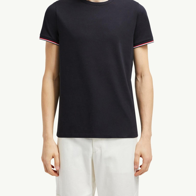 Tricolor-Trimmed Cotton T-Shirt