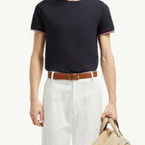 Tricolor-Trimmed Cotton T-Shirt