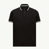 Striped Trim Cotton Piquet Polo Shirt