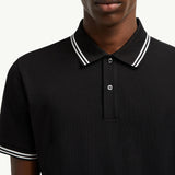 Striped Trim Cotton Piquet Polo Shirt