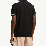 Striped Trim Cotton Piquet Polo Shirt