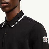 Striped Trim Cotton Piquet Polo Shirt