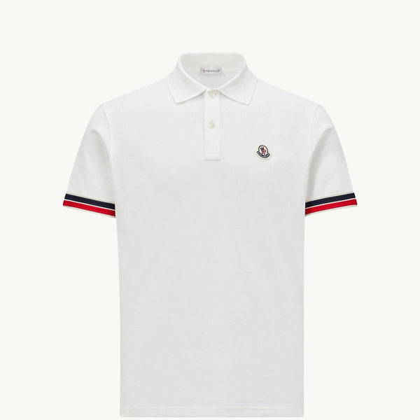 Striped Trim Cotton Piquet Polo Shirt