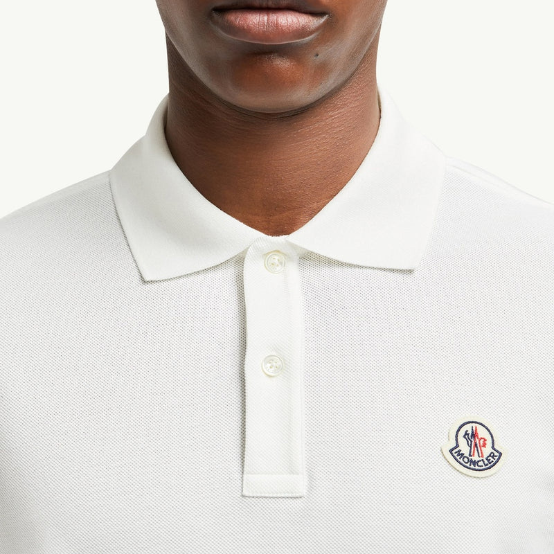 Striped Trim Cotton Piquet Polo Shirt