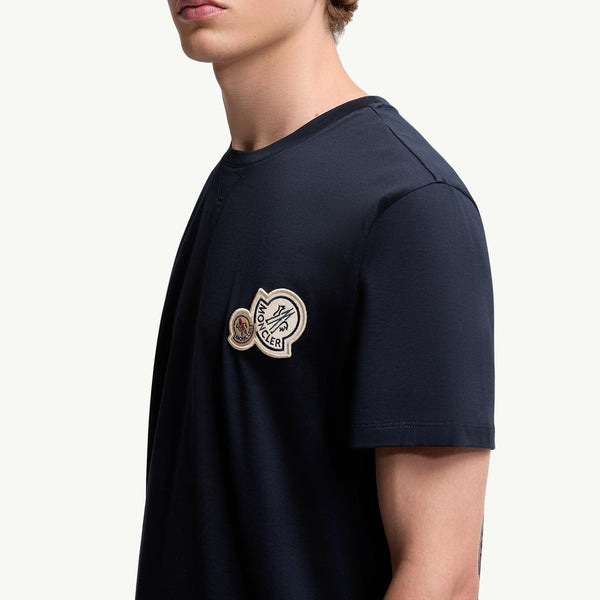 Double Logo Patch Cotton T-Shirt