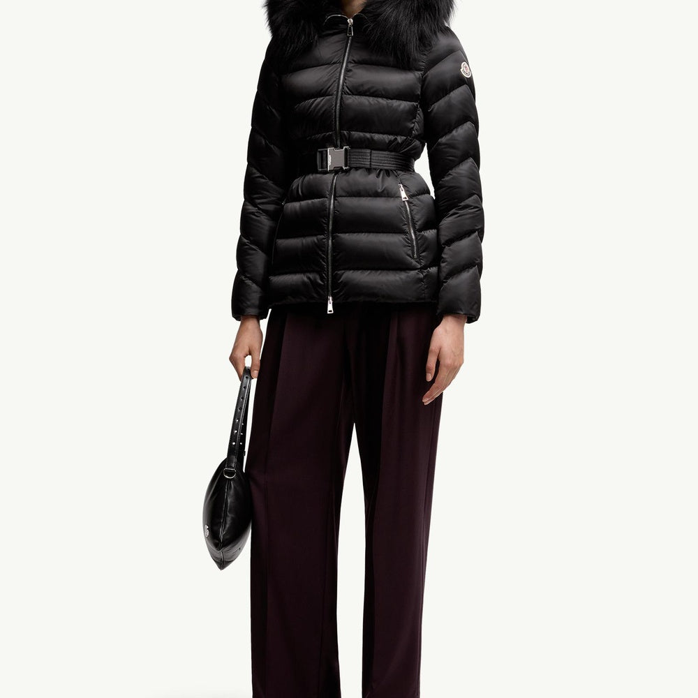 MONCLER Cupidone Hooded Shearling-Trimmed Short Down Jacket
