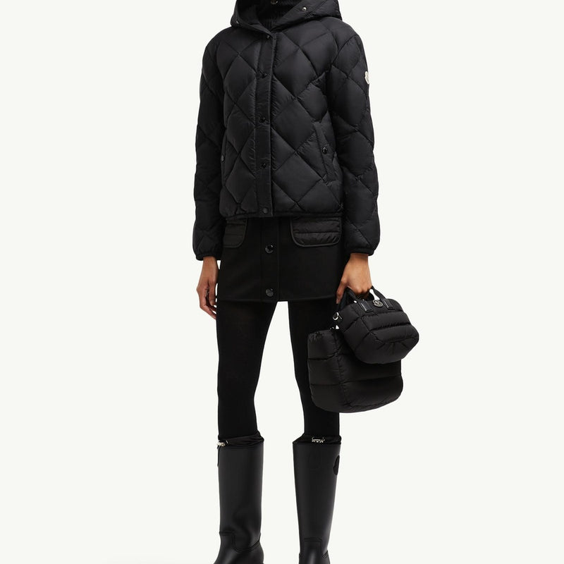 Arvouin Hooded Diamond-Quilted Short Down Jacket