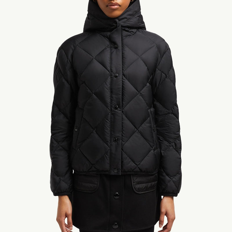 Arvouin Hooded Diamond-Quilted Short Down Jacket