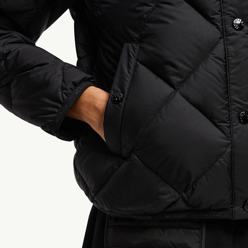 Arvouin Hooded Diamond-Quilted Short Down Jacket