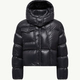 Erea Square-Quilted Hooded Short Down Jacket