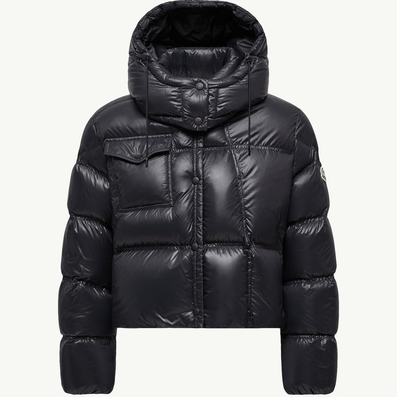 Erea Square-Quilted Hooded Short Down Jacket