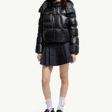 Erea Square-Quilted Hooded Short Down Jacket