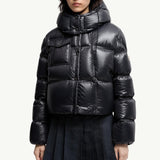 Erea Square-Quilted Hooded Short Down Jacket