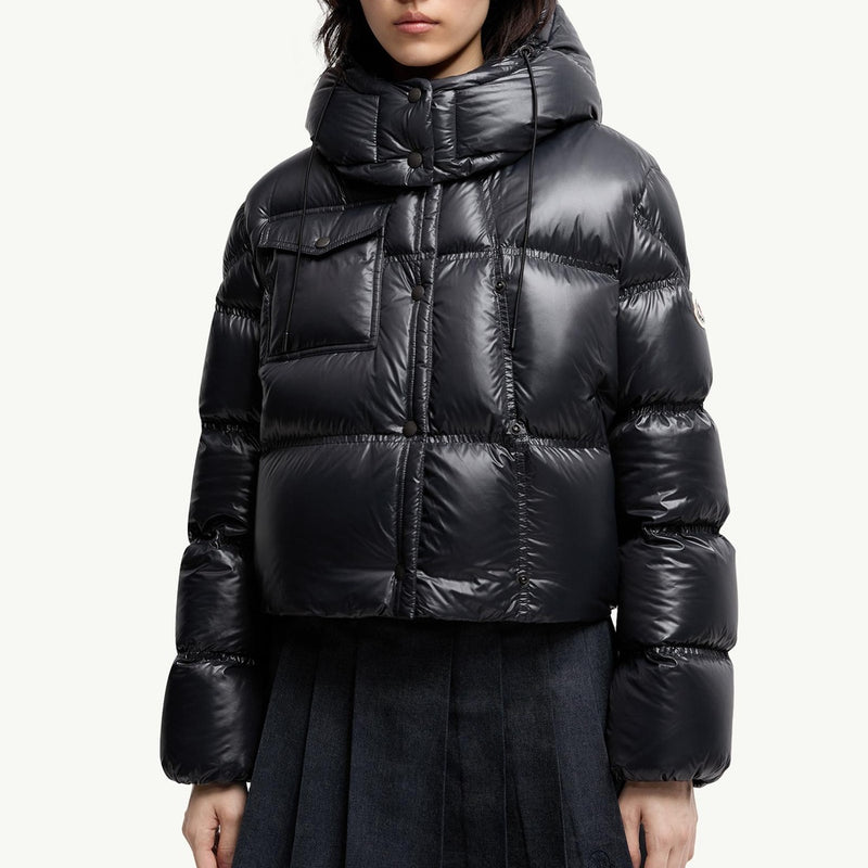 Erea Square-Quilted Hooded Short Down Jacket