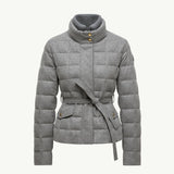 Bussettes Wool Blend Belted Short Down Jacket