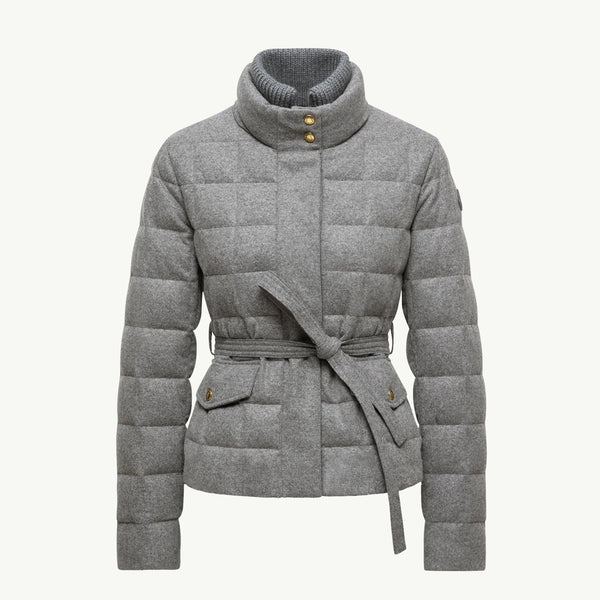 Bussettes Wool Blend Belted Short Down Jacket