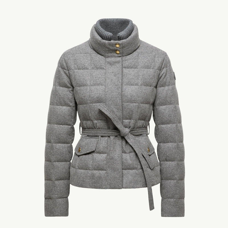 Bussettes Wool Blend Belted Short Down Jacket