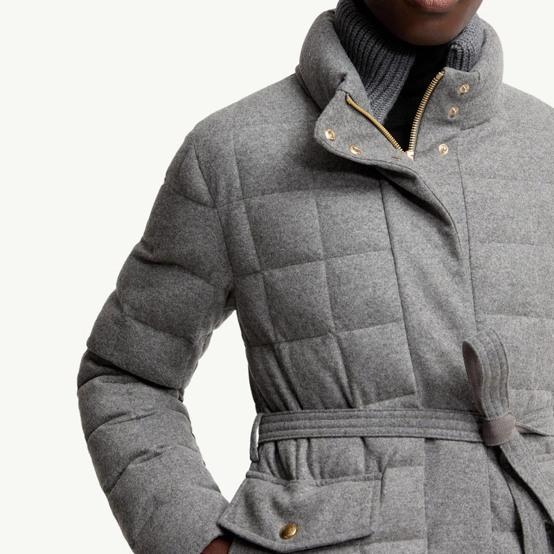 Bussettes Wool Blend Belted Short Down Jacket