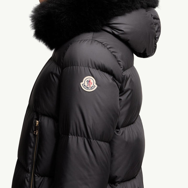 Laichefur Hooded Shearling-Trimmed Short Down Jacket