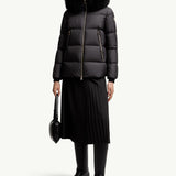 Laichefur Hooded Shearling-Trimmed Short Down Jacket