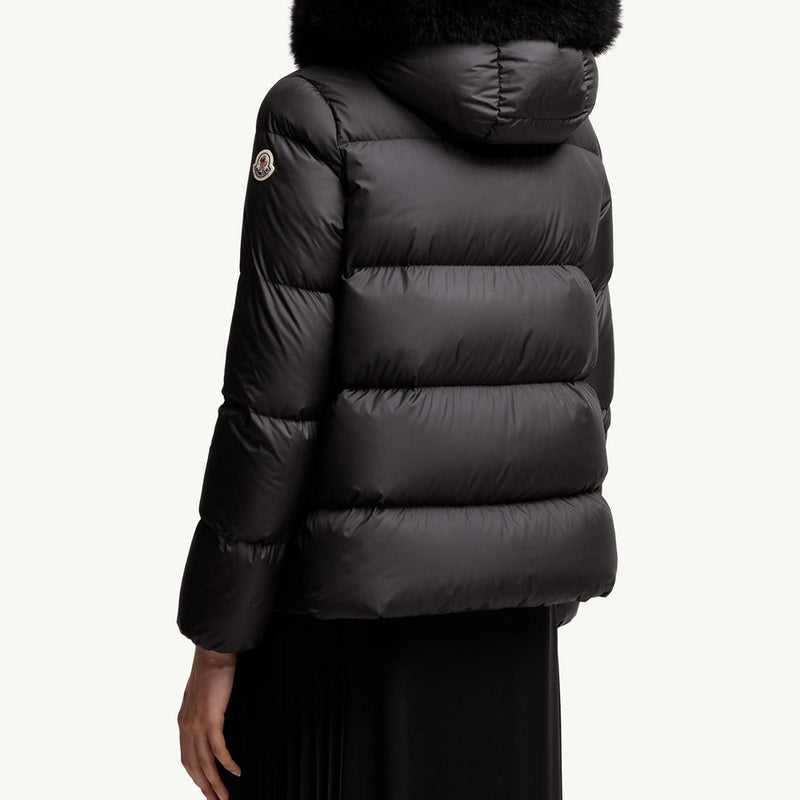 Laichefur Hooded Shearling-Trimmed Short Down Jacket