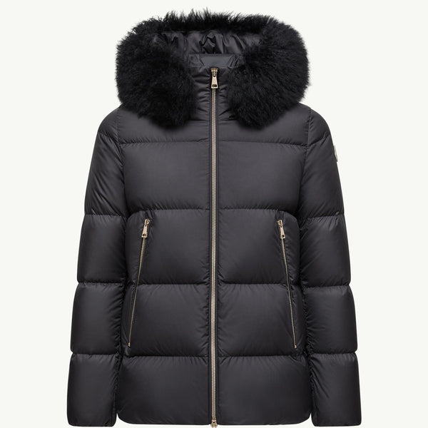 Laichefur Hooded Shearling-Trimmed Short Down Jacket