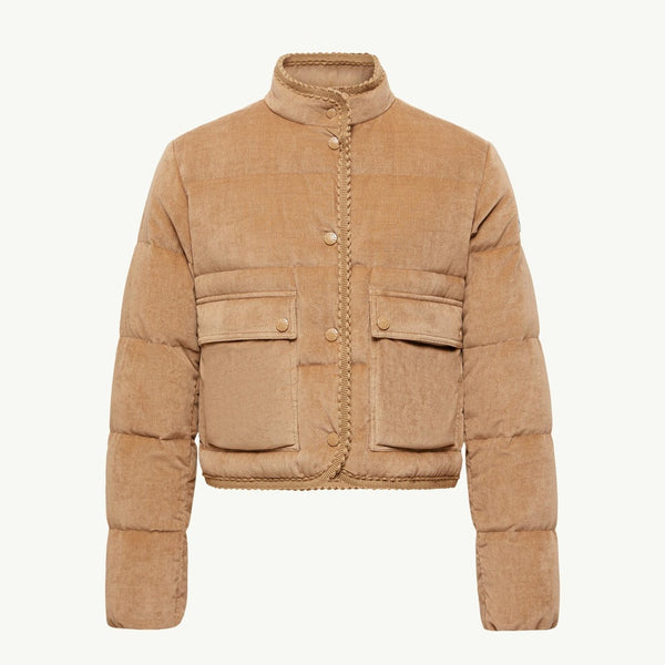 Essarts Braided Trim Corduroy Short Down Jacket