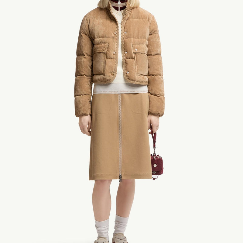 Essarts Braided Trim Corduroy Short Down Jacket