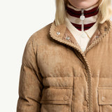 Essarts Braided Trim Corduroy Short Down Jacket