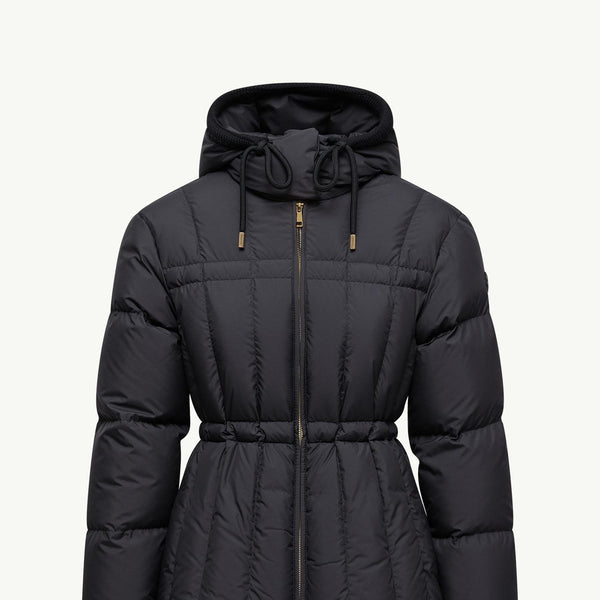 Estom Vertical-Quilted Hooded Short Down Jacket