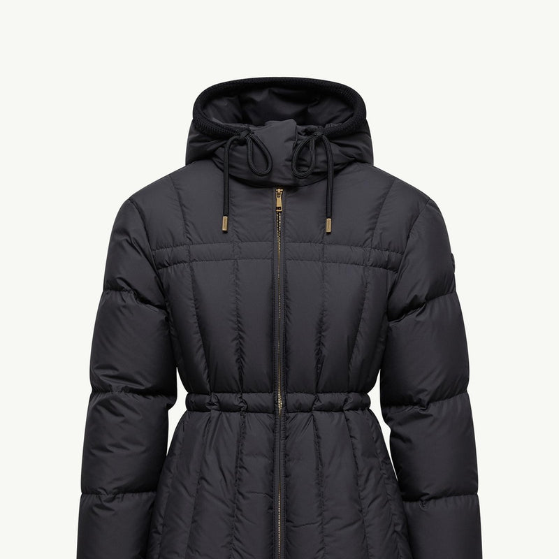 Estom Vertical-Quilted Hooded Short Down Jacket