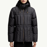 Estom Vertical-Quilted Hooded Short Down Jacket