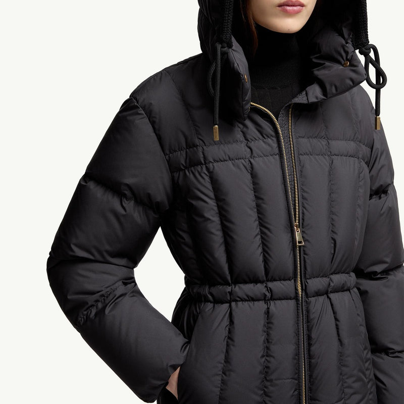 Estom Vertical-Quilted Hooded Short Down Jacket