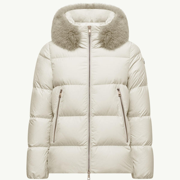 Laichefur Hooded Shearling-Trimmed Short Down Jacket