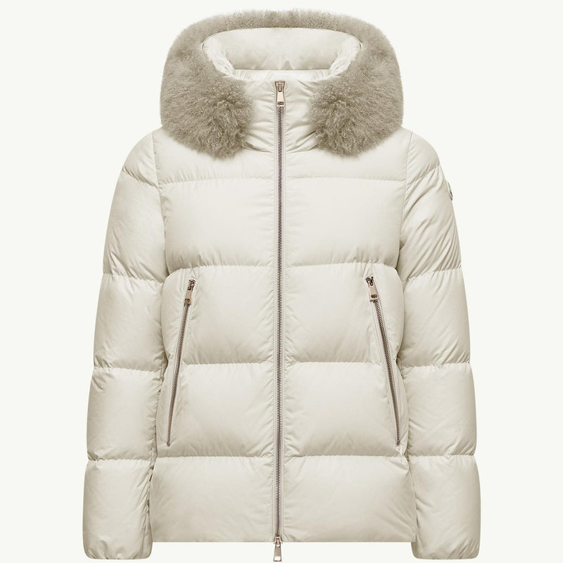 Laichefur Hooded Shearling-Trimmed Short Down Jacket