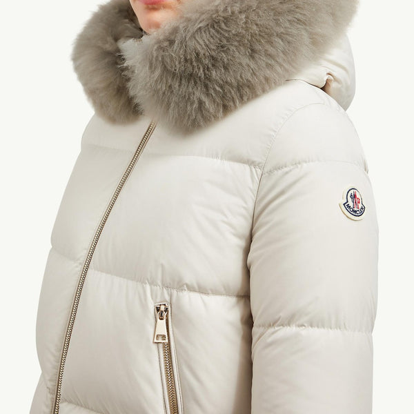 Laichefur Hooded Shearling-Trimmed Short Down Jacket