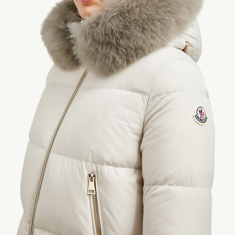 Laichefur Hooded Shearling-Trimmed Short Down Jacket